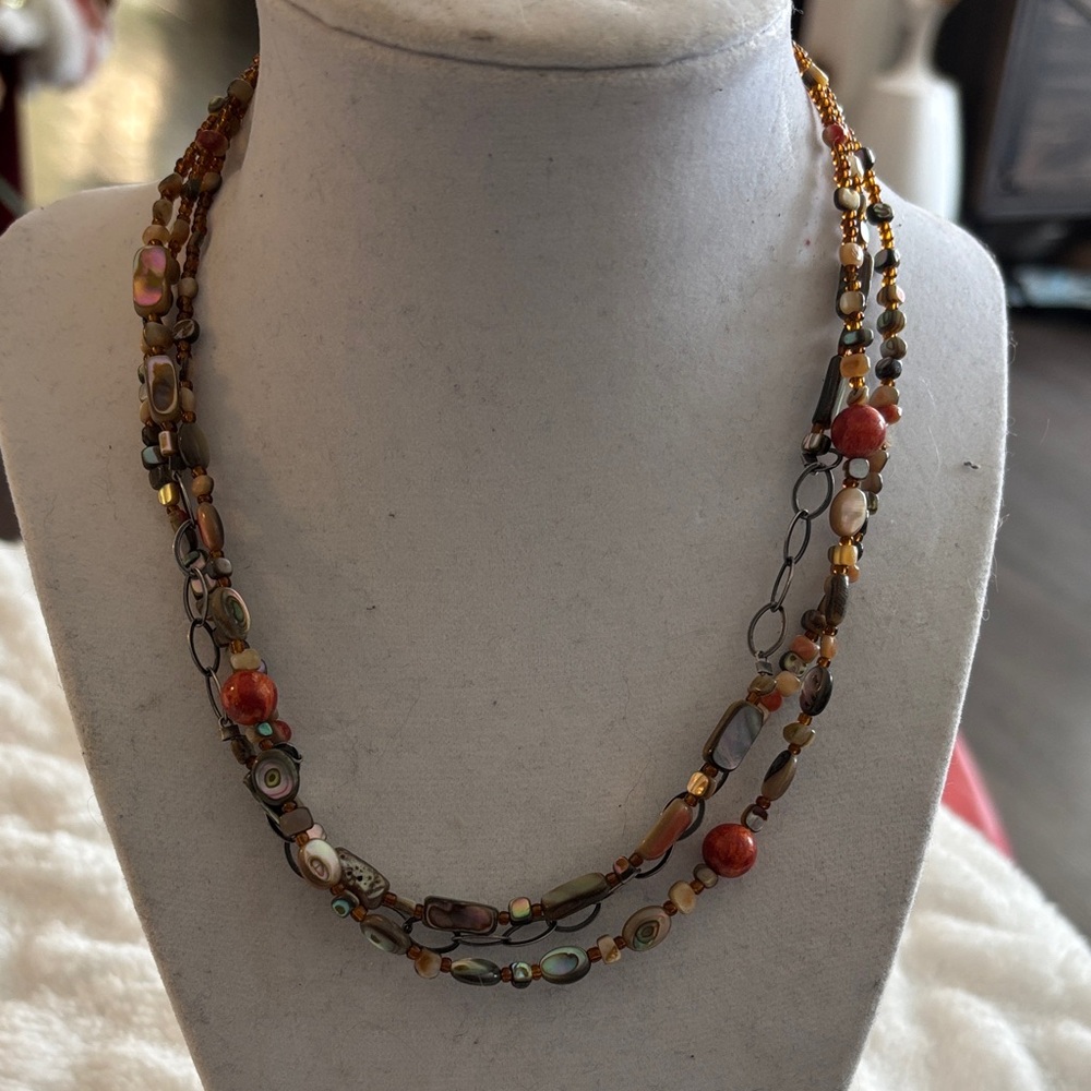 Silpada Fiesta Fun Earthy Tones Beaded and Sterling Silver chain Necklace N1563 - Picture 3 of 4